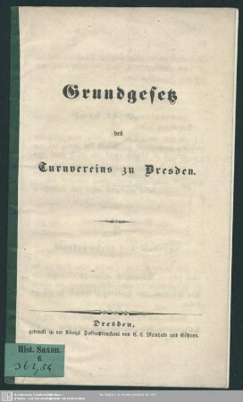 Grundgesetz des Turnvereins zu Dresden