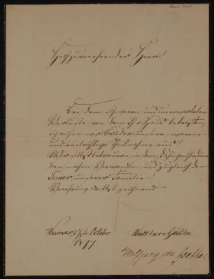 Brief von Walther Wolfgang und Wolfgang Maximilian von Goethe an Alfred Nicolovius vom 27.10.1877