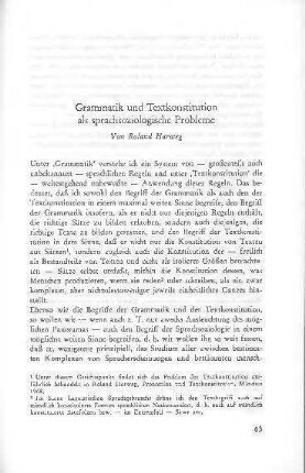 Grammatik und Textkonstitution als sprachsoziologische Probleme