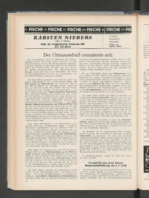 Kurzbericht aus einer kurzen Ortsausschuß-Sitzung am 6. 7. 1970
