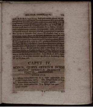 Caput IV. Modos, Quibus Officium Summi Militiæ Imperialis Præfecti Finitur, Proponens.