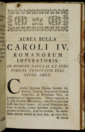 Aurea Bulla Caroli IV. Romanorum Imperatoris.