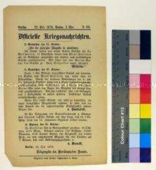 Kriegsdepesche des Norddeutschen Bundes über die Kriegsereignisse vom 21.10.1870 bei Versailles