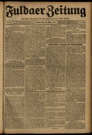 Erste Ausgabe vom Donnerstag, den 24. März 1921.