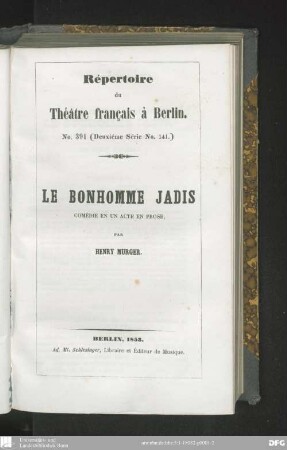 Le bonhomme Jadis : comédie en un acte en prose