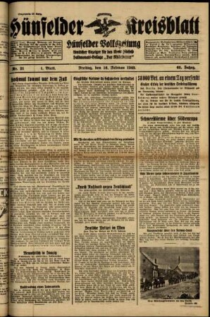 Erste Ausgabe vom Freitag, den 16. Februar 1940.