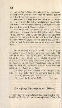 Die englische Mähemaschine von Garrett.