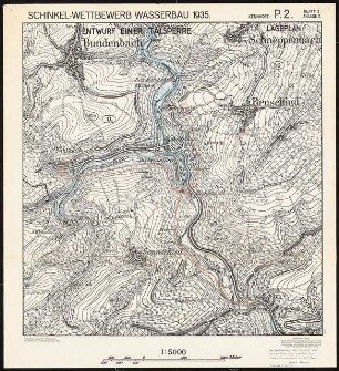 Talsperre für den Hahnenbach bei Kirn Schinkelwettbewerb 1935: Lageplan 1:5000