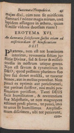 Erotema XVI. An damnaetio scelestorum spectet etiam ad misericordiam & beneficentiam DEI?