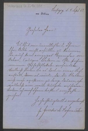 Brief an Friedrich Wilhelm Jähns : 04.09.1863