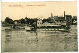 Kötzschenbroda. Dampfschifflandeplatz mit Dampfer Schandau