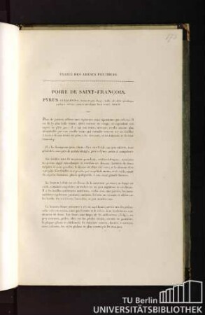 Traité des arbres fruitiers. Poire de saint-francois. Pyrus oleaginosa, fructu magno, longo, viridi, ad solem quandoque paulisper rubente, punctis maculisque fuscis notato, brumali.