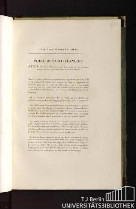 Traité des arbres fruitiers. Poire de saint-francois. Pyrus oleaginosa, fructu magno, longo, viridi, ad solem quandoque paulisper rubente, punctis maculisque fuscis notato, brumali.