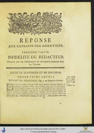 Unité De Sentimens Et De Doctrine