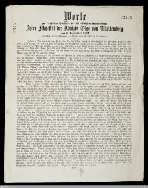 Worte zur kirchlichen Vorfeier des Allerhöchsten Geburtsfestes Ihrer Majestät der Königin Olga von Württemberg : am 8. September 1883 gesprochen in der Synagoge zu Buchau