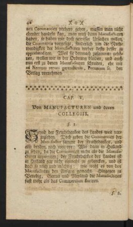 Cap. V. Von Manufacturen und deren Collegiis