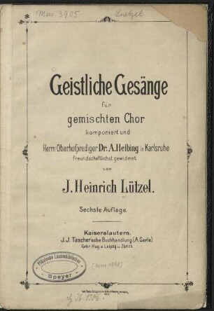 Geistliche Gesänge für gemischten Chor
