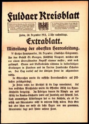 Zweite Ausgabe vom Mittwoch, den 30. Dezember 1914.