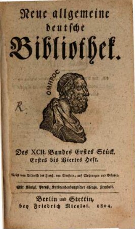 Neue allgemeine deutsche Bibliothek. 92. 1804