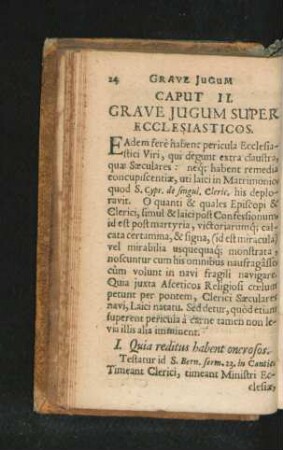 Caput II. Grave Iugum Super Ecclesiasticos.