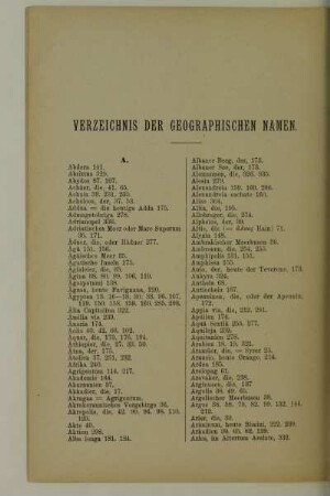 Verzeichnis der geographischen Namen