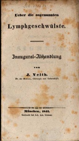 Ueber die sogenannten Lymphgeschwülste