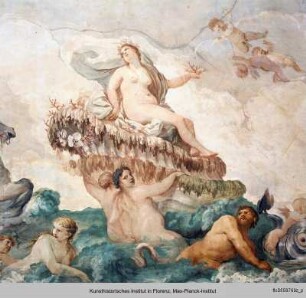 Triumph der Venus und Neptun mit den Tritonen sowie Putten - stanza col affresco trionfo della Venere e tritoni e putti