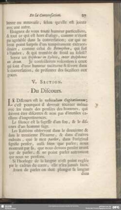 V. Section. Du Discours