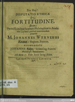 Disputatio ethica de fortitudine