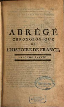 Abrégé Chronologique De L'Histoire De France, 2