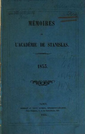 Mémoires de l'Académie de Stanislas. 1853