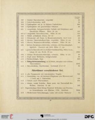 Altertümer verschiedener Art (Nr. 613 - 659)