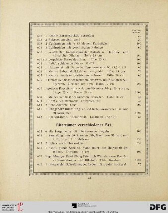 Altertümer verschiedener Art (Nr. 613 - 659)