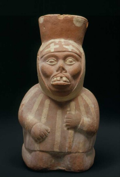 Anthropomorphic kneeling figure: ill person depiction