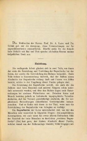 Bogenfurche und Balkenentwickelung bei der Katze : Inaugural-Dissertation ; mit 1 Tafel und 13 Figuren in Text
