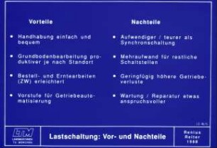 Lastschaltung: Vor- u. Nachteile