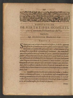 Disputatio XII. De Virtutibus Homileticis: Comitate ...