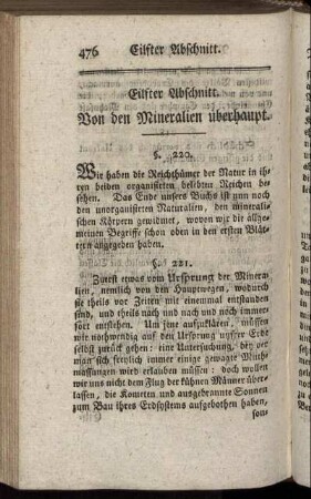 Eilfter Abschnitt. Von den Mineralien überhaupt
