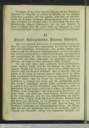 II. Ankunft, Reiselegitimation, Wohnung, Aufenthalt