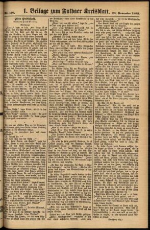 Zweite Ausgabe vom Samstag, den 26. November 1892.