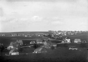 Ortsansicht mit Grenzübergang nach Ulmbach (Böhm.)