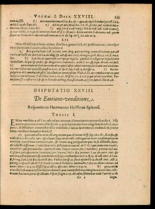 Disputatio XXVIII. De Emtione-venditione.