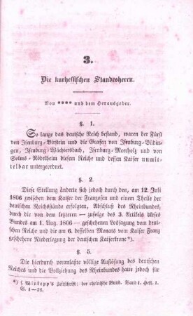 3. Die kurhessischen Standesherrn.