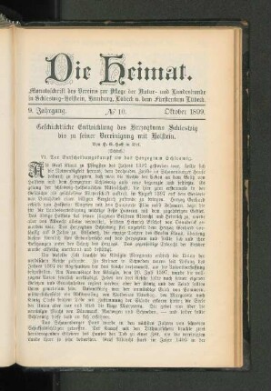 9. Jahrgang. No. 10. Oktober 1899.