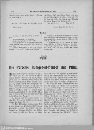 Die Parochie Rüdigsdorf-Neuhof mit Pflug