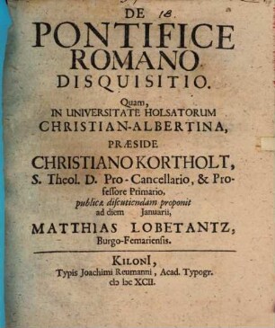 De Pontifice Romano Disquisitio
