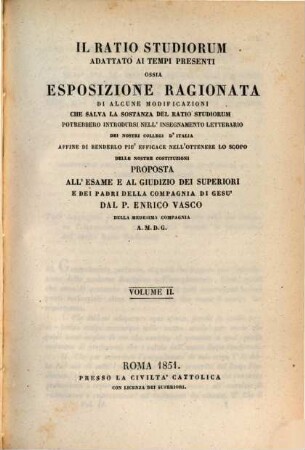 Il ratio studiorum adattato ai tempi presenti ossia esposizione ragionata, 2