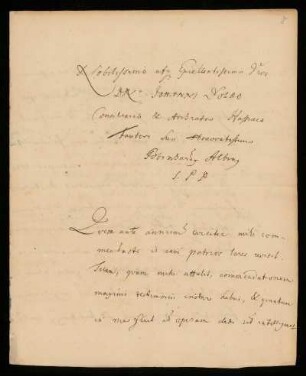 Brief von Bernhard Albinus an Johann Dolaeus