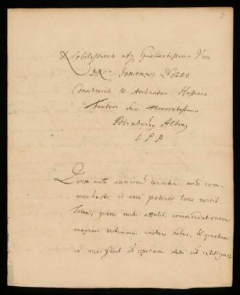 Brief von Bernhard Albinus an Johann Dolaeus