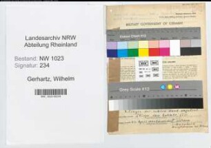 Entnazifizierung Wilhelm Gerhartz , geb. 26.01.1887 (Sachbearbeiter)